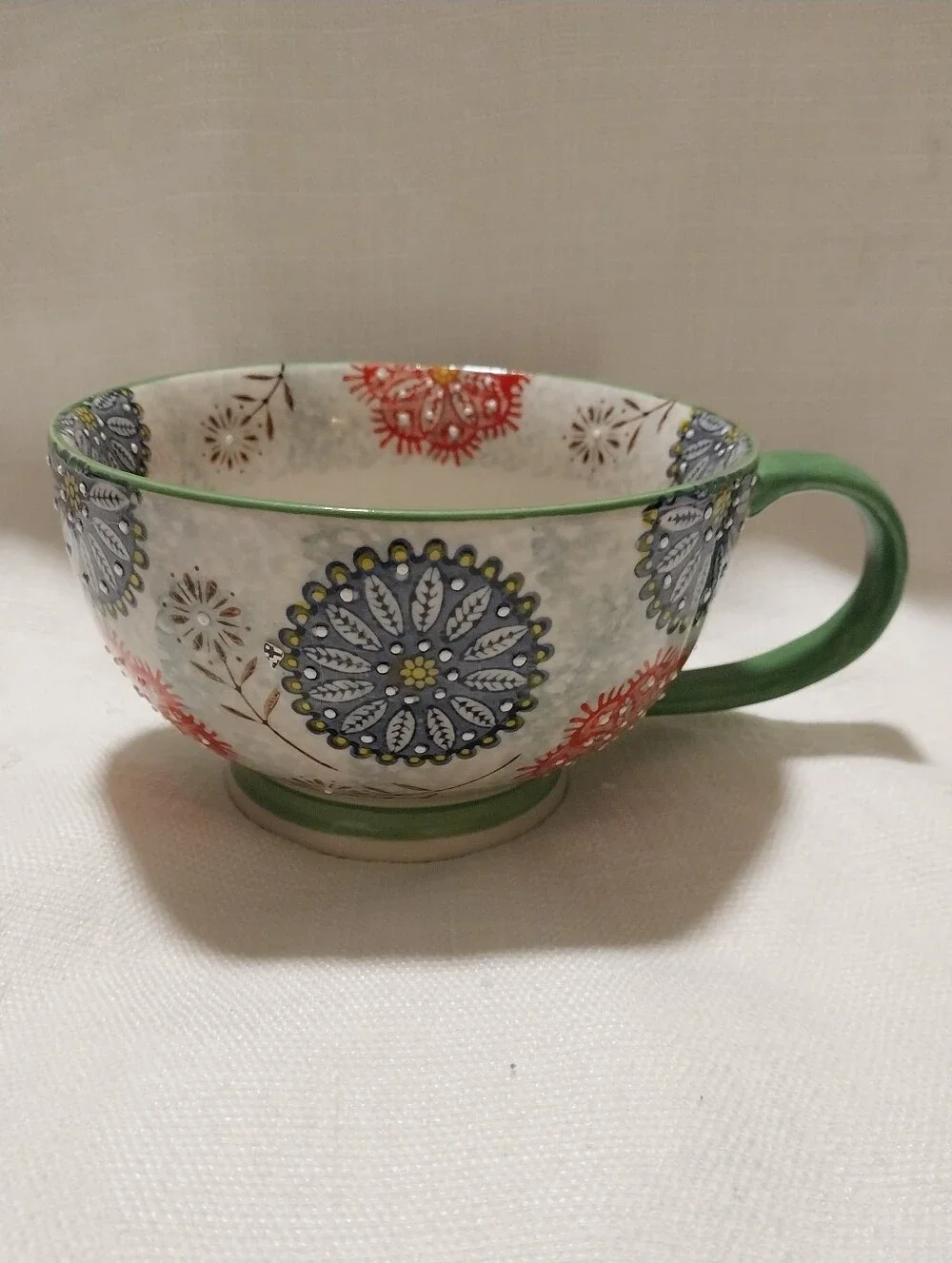 Pier 1 Imports Multicolor Mandala Floral Handpainted Oversized Mug